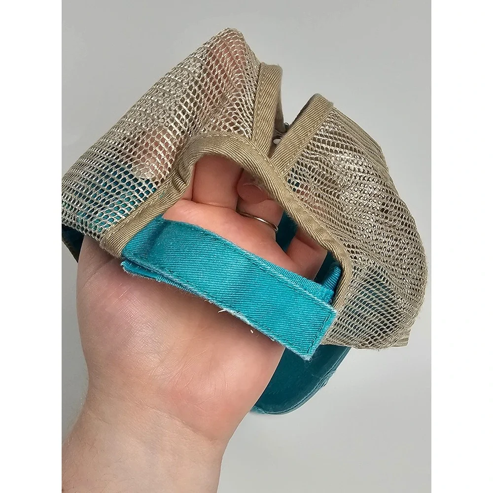 KBETHOS Ponytail‎ Trucker Hat Teal Pink Camper Trailer Distressed Mesh Cap
